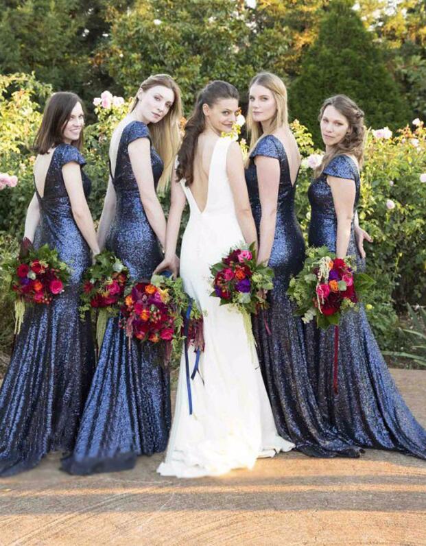 navy blue sequin bridesmaid dresses