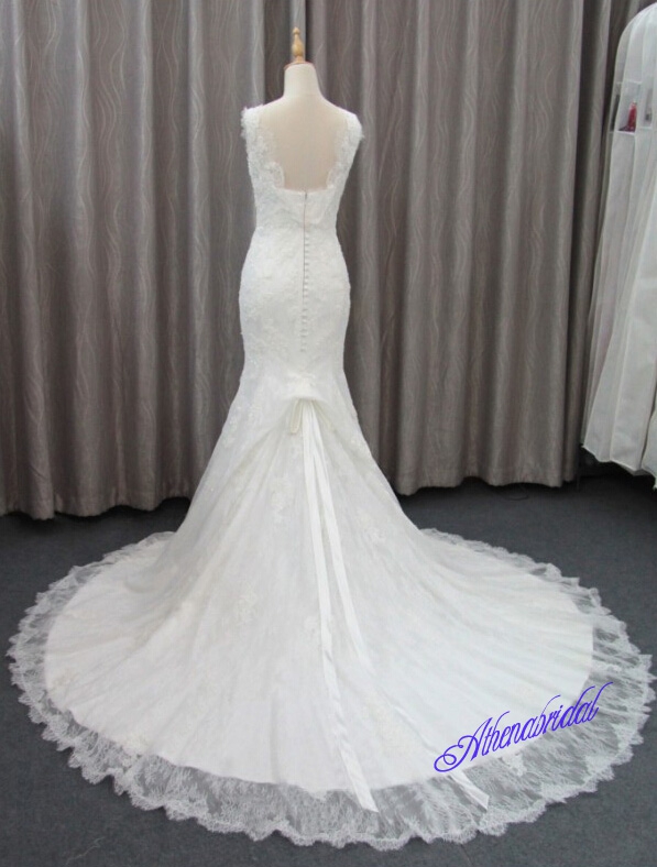 Free custom made wedding dress, wedding dress with appliqe, sleeveless