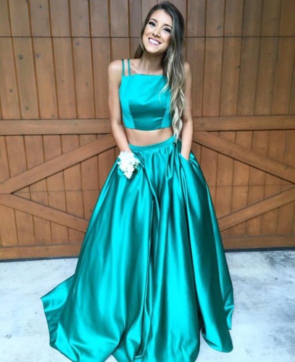 Aline Two Piece Green Long Prom Dress Formal Evening Dress on Storenvy