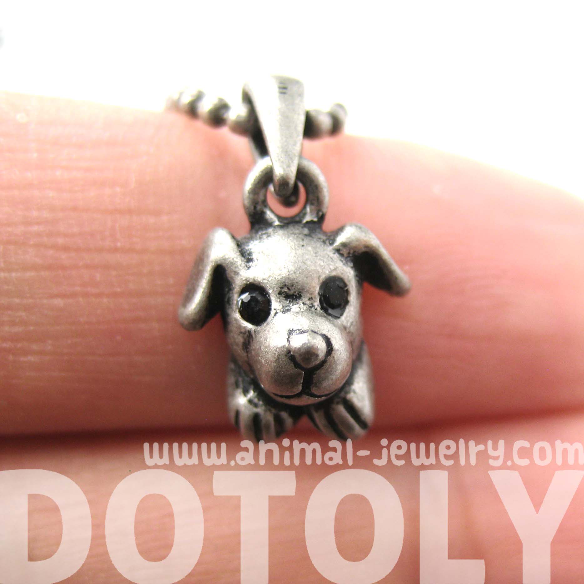 Adorable Puppy Dog Animal Charm Pendant Necklace in Silver · DOTOLY