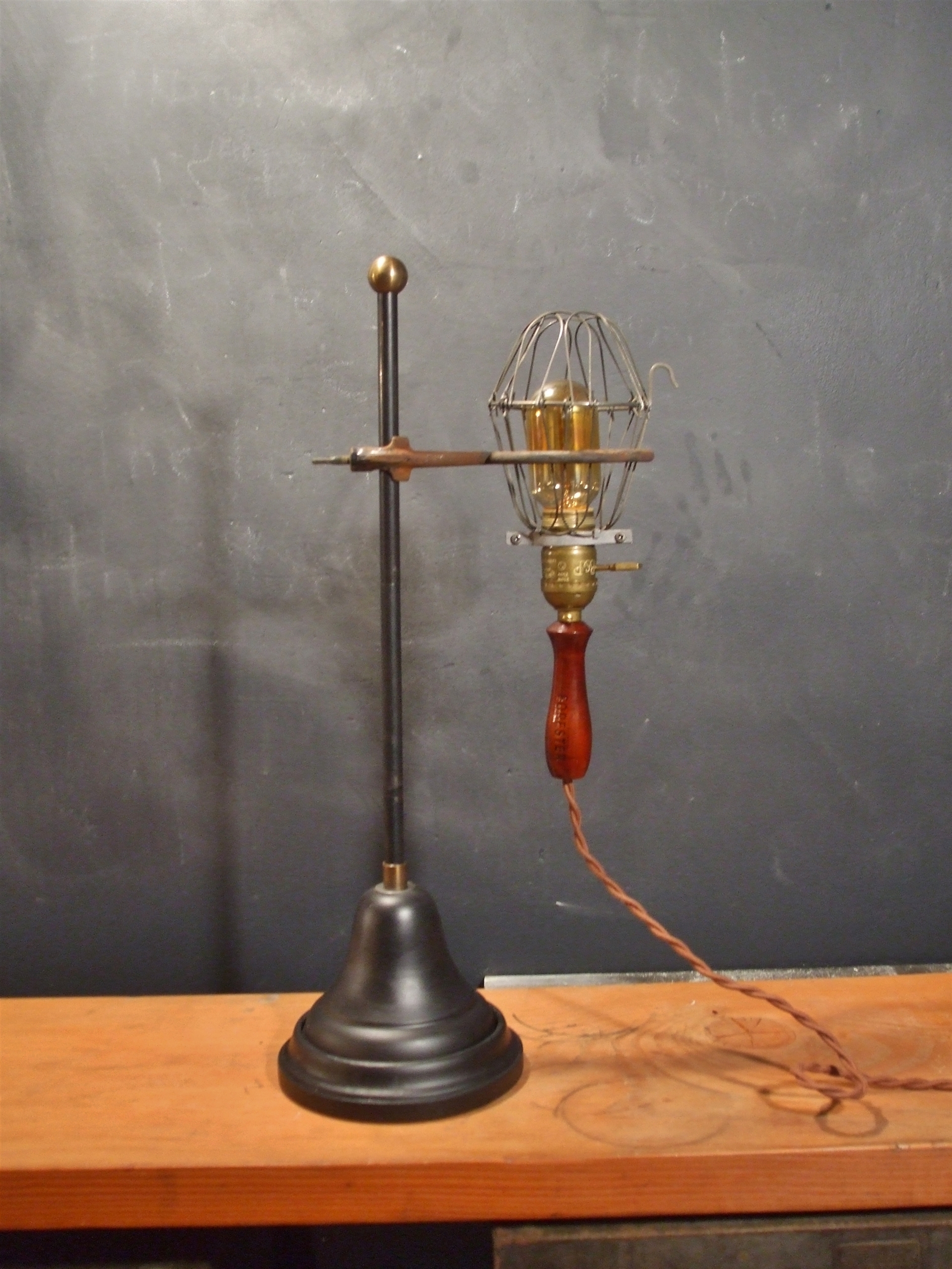 Vintage Industrial Trouble Light with Laboratory Stand · DW Vintage