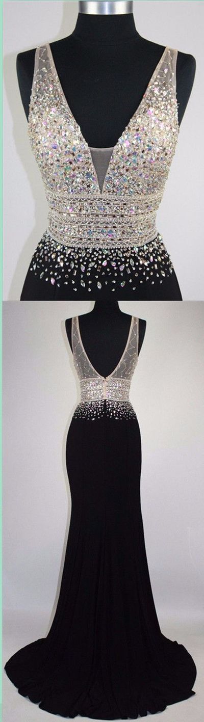 Sexy Prom Gowns,Black Prom Dress,Open Back Prom Dresses ,Long Mermaid Evening Dress,PD172605 
