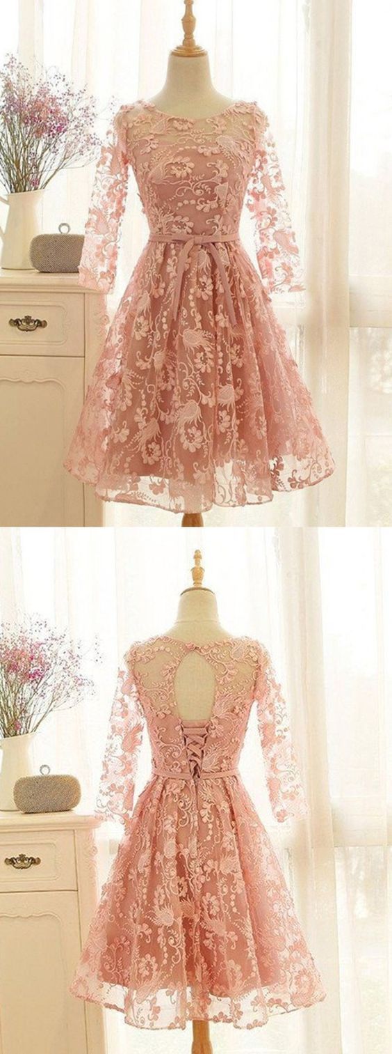 short dress, long sleeve dress, cheap lace