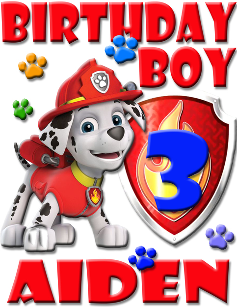 PERSONALIZED MARSHALL PAW PATROL BIRTHDAY SHIRT ADD NAME & AGE FOR
