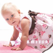 Free Shipping & ON Clearance SALE AMISSA Cupcake and Icecream Dress with Brown Satiny Ribbon Sash