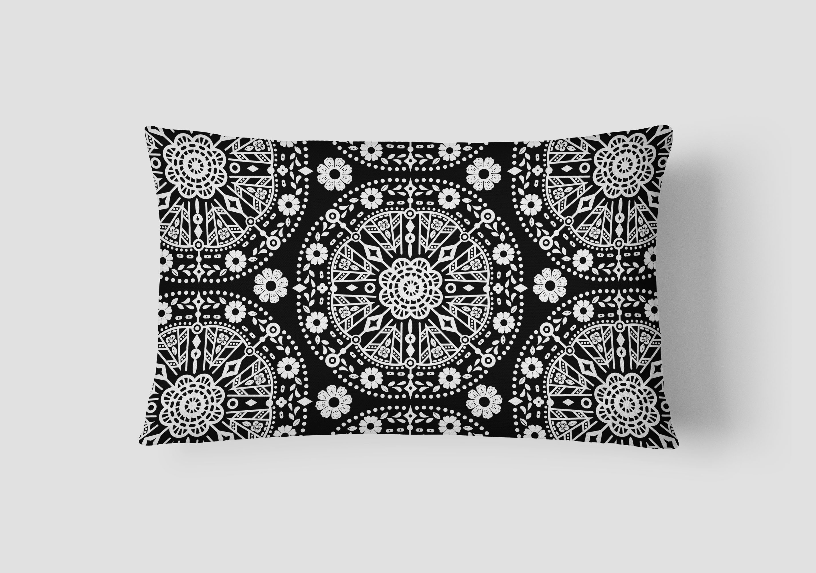 Black Bohemian Cushion, Black White Boho Pillow on Storenvy