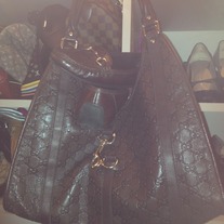Gucci Hobo Leather Chocolate With Loafer(37.5) US 7.5