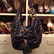 Michael Kors Navy/Gold  Leather Hobo Bag
