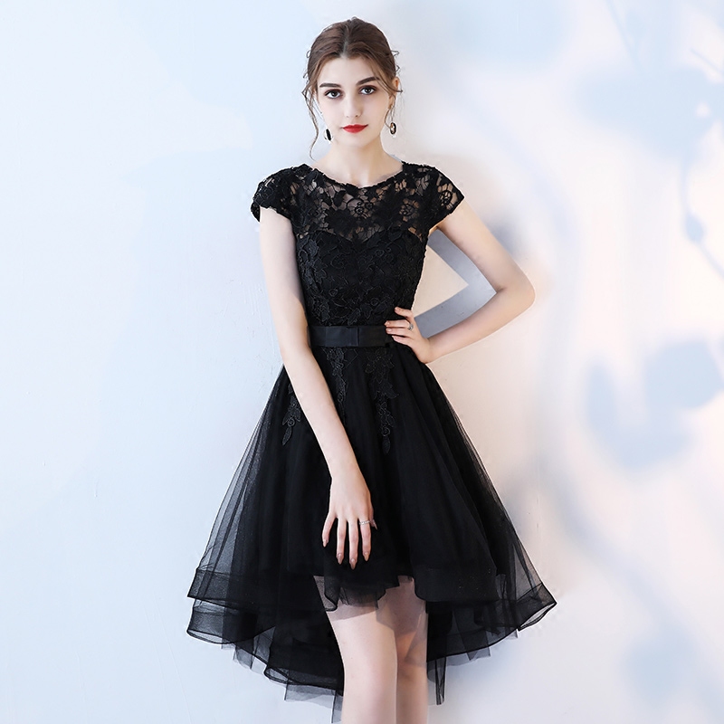 Black Tulle High Low Homecoming Dress Cold Shoulder #BLS86042