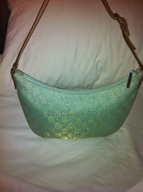  Gucci Beautiful Small Hobo. Excellent Condition Leather trim Gold Hardwar
