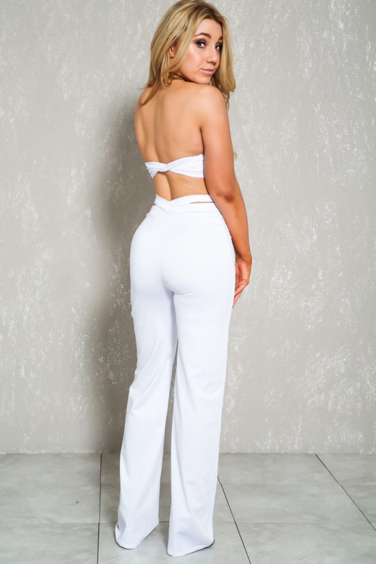 white halter jumpsuit