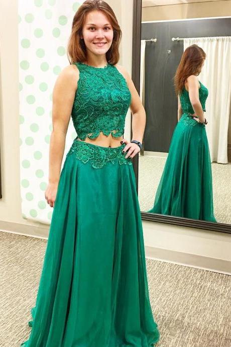 Green Lace Prom Dress