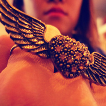Light Bronze Heart Double Ring
