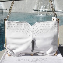 100 % AUTH JIMMY CHOO White Chain Strap "Anna" Bag