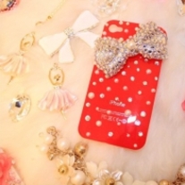 New Bling crystals and Big Silver Butterfly on Red iPhone 4 Case