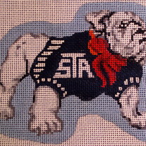 St. Albans School Bulldog Ornament Canvas on 18 mesh