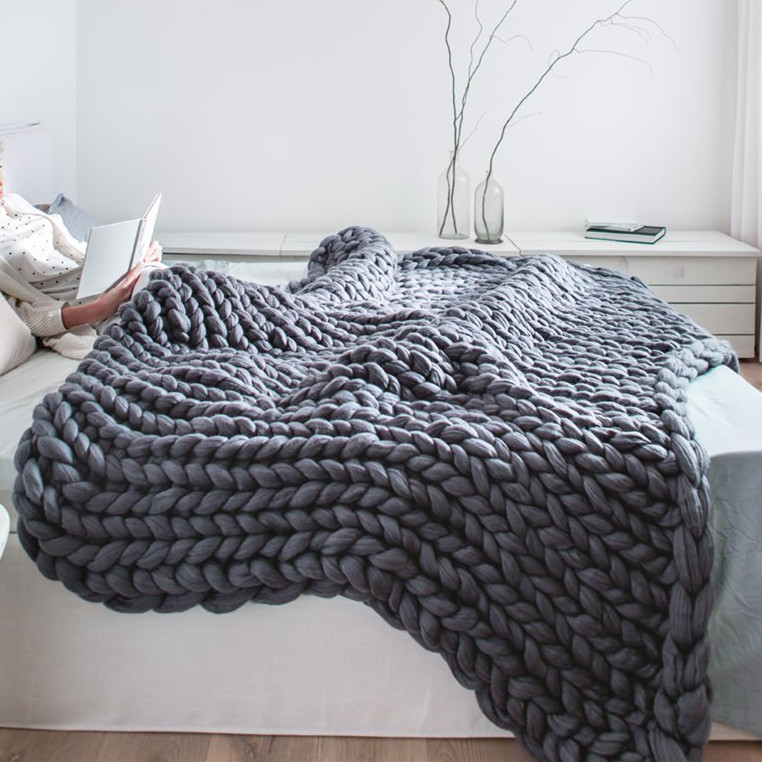Chunky Giant Knit Wool Blanket on Storenvy