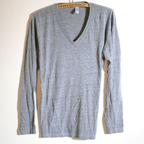 Grey V-Neck Long Sleeve T by American Apparel