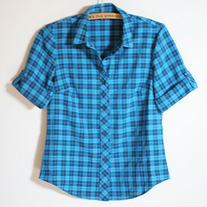 Blue Plaid Short Sleeve Top
