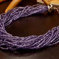 Double Cap Blue Seed Bead Necklace