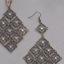 Burnished Gold and Crystal Necklace & Earrings Set