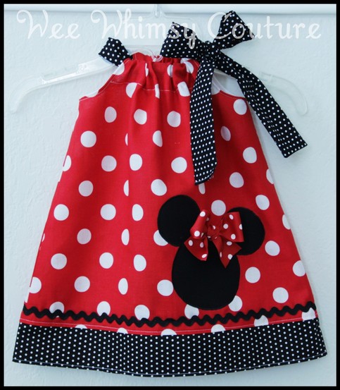 Super Cute Minnie Mouse Applique Dress in Red dot 0-3m - 5t