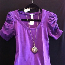 Purple Scrunch Sleeved Top