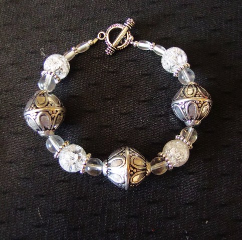 chunky beaded bracelet clear silver