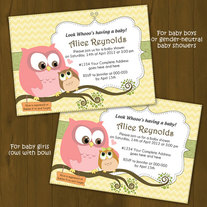Owl Baby Shower invitation - Mommy and Baby Owl