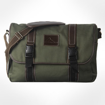 Waxed Canvas Messenger Bag for Laptop-Army Green