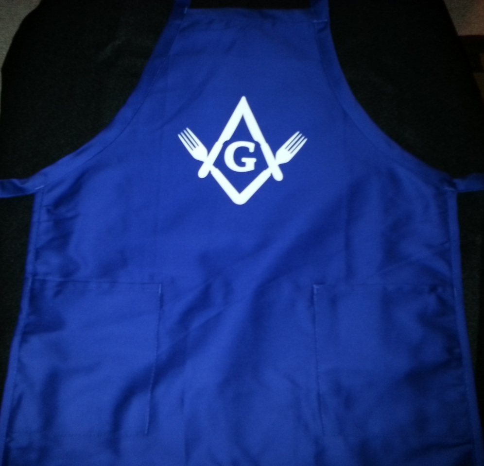Masonic BBQ Apron Grill Master Knife & Fork Degree Royal Blue with