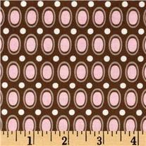 1/2 Yard-Daisy Cottage Brown and Pink Dots/C2753 Brown