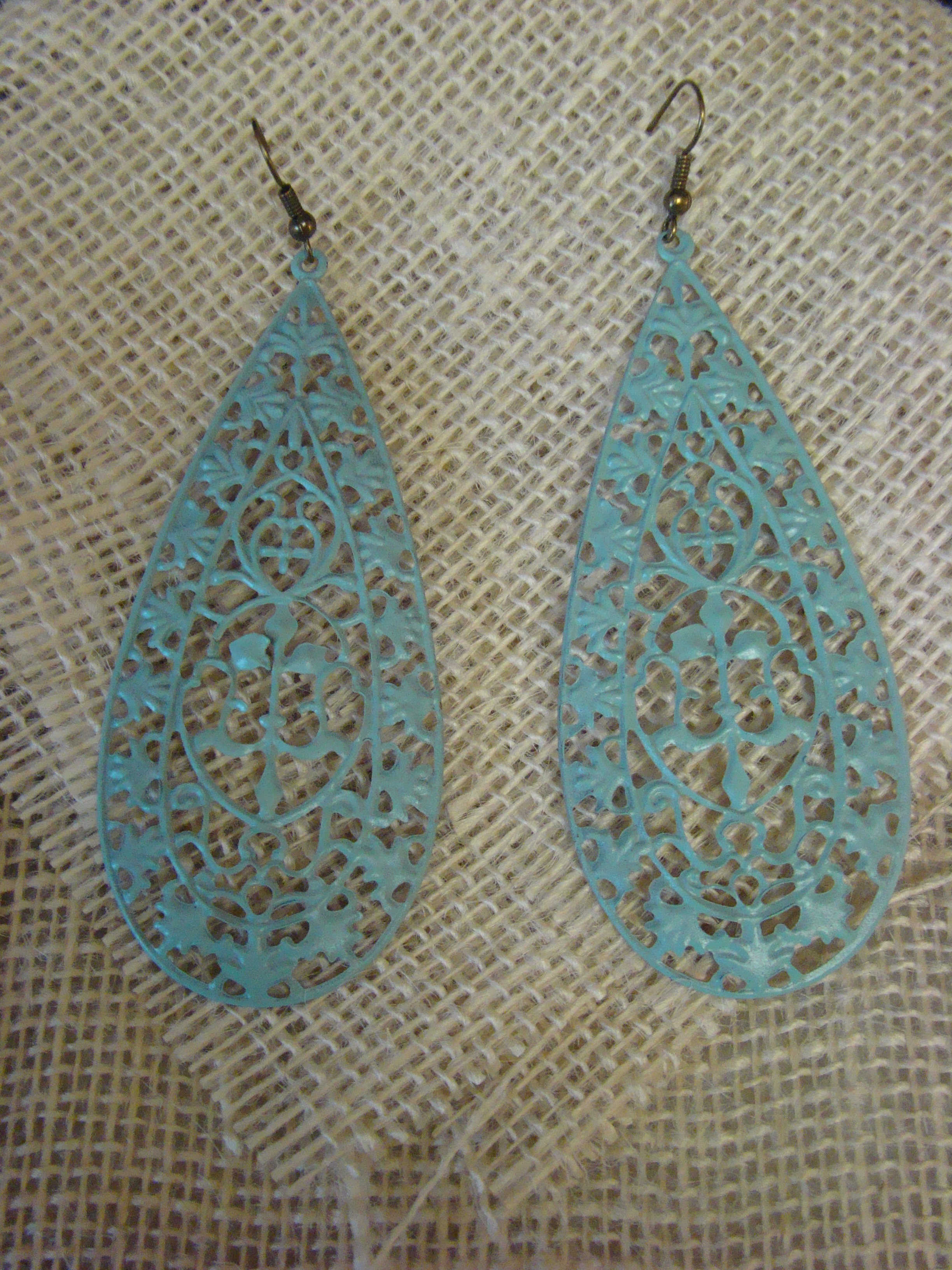 Mint Green Painted Filigree Earrings on Storenvy