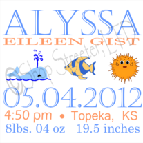 Sea Animal Baby Stat Print 8x8 - Printable.