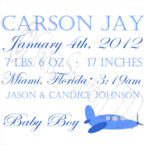 Airplane Baby Stat Print - Printable