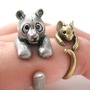 3D Panda Bear Ring in Silver - Sizes 5 to 10 Available - Thumbnail 1