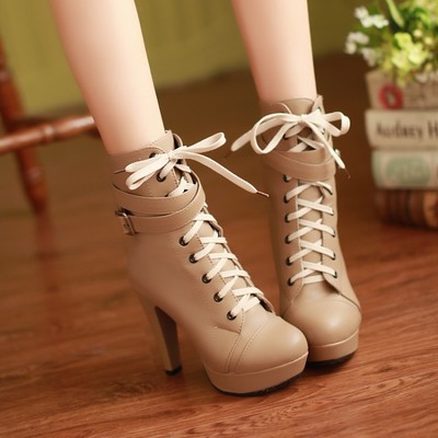 Chic high heels buckle design boots f8777