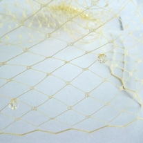 Champagne Birdcge Veil with Swarovski Crystals - Thumbnail 4