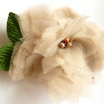 Lovely Flower Taupe Organza Headpiece  - Thumbnail 3