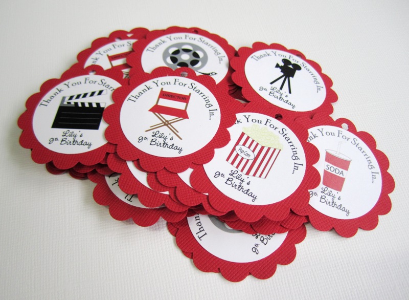 Movie Theater Party Favor Tags For Birthday And Baby Shower