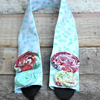 Teal Flower Rosettes Camera Strap Cover