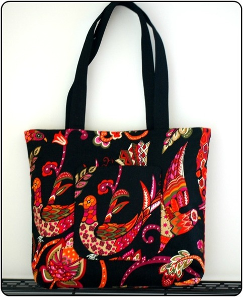 Market Tote - Talavera Bird in Black 