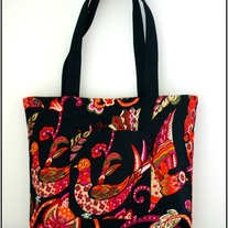 Market Tote - Talavera Bird in Black 