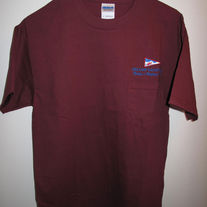 Cotton T-Shirt, Front-Pocket, Short Sleeve (Wine)