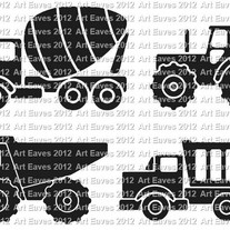  Personalized Trucks and Tractors Vinyl Decals Set of 9