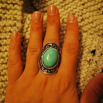 Turquoise/Metal-Framed Ring