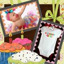 Birthday Girl Tutu Set Short Sleeve T shirt Rainbow Party Balloon Colors Cupcake Design