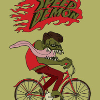 Speed Demon on bike, 5x7 print