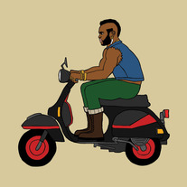 Mr. T riding a Vespa, 5x5 print