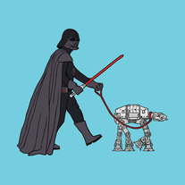 Darth Vader walking imperial walker, 5x5 print
